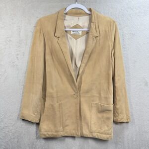 West Bay Saks Fifth Ave Lamb Suede Leather Blazer Women's 6 Vintage Buttery Soft